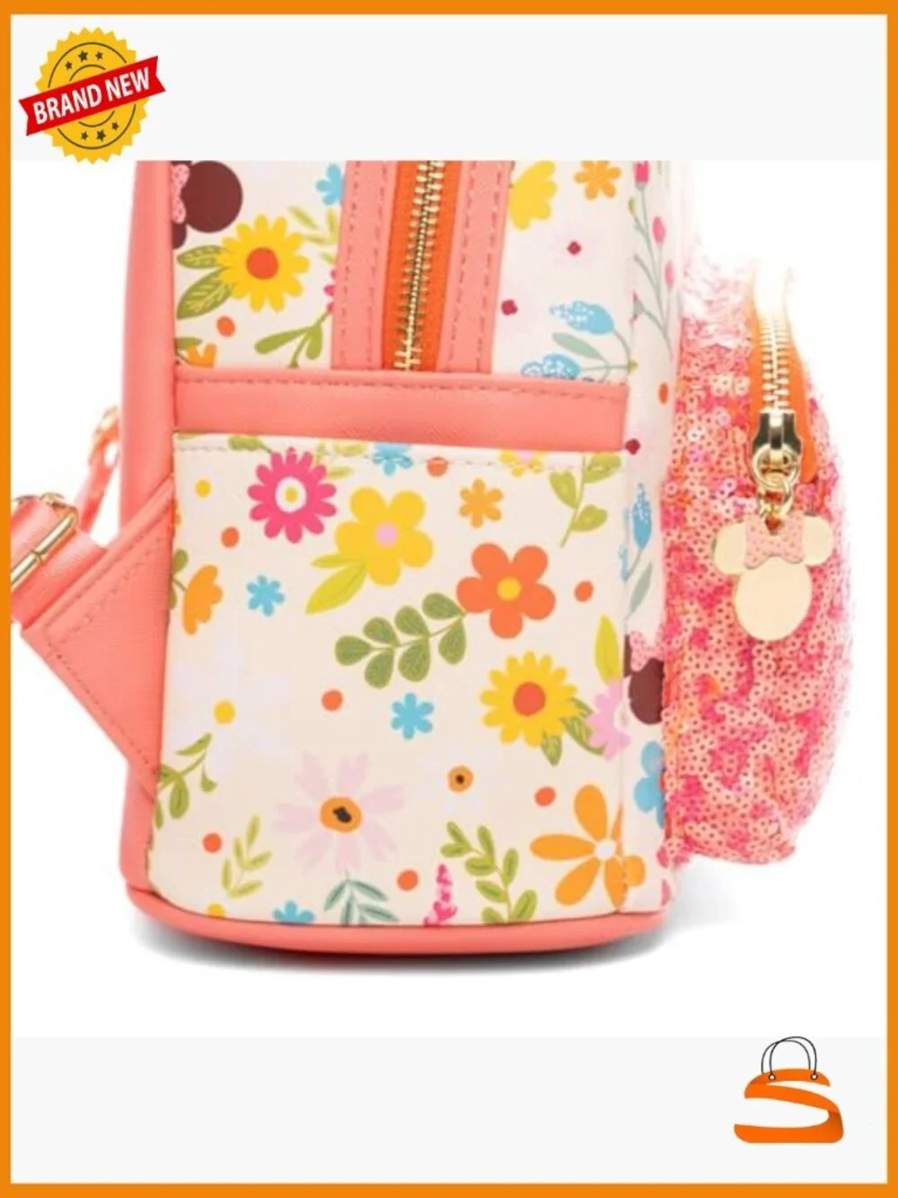 Loungefly Disney Minnie Mouse Springtime Sequins Mini Backpack Faux Leather